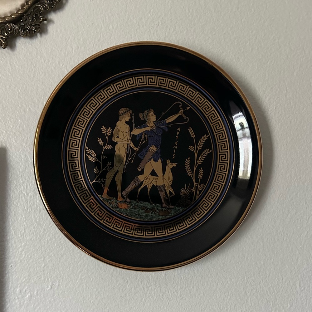Black and Gold Greek Wall Art Decorative Plate